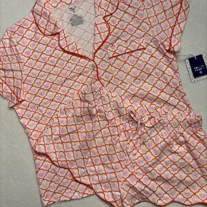 💗🐰Roller Rabbit x Target Geo Hearts Short Sleeve/Shorts Pajama Set Pink sz M